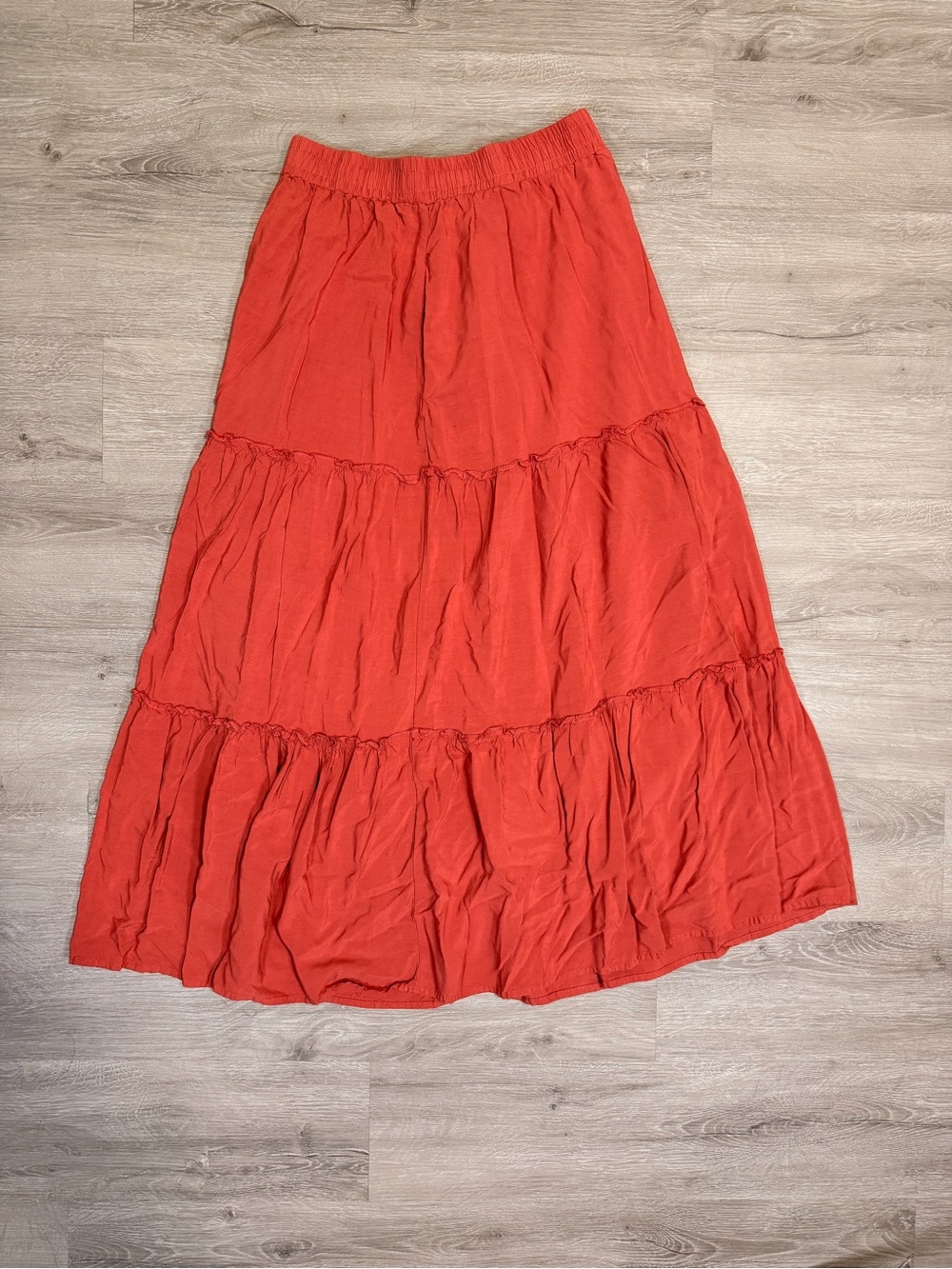 Amazon Women's Tiered Maxi Skirt in Coral